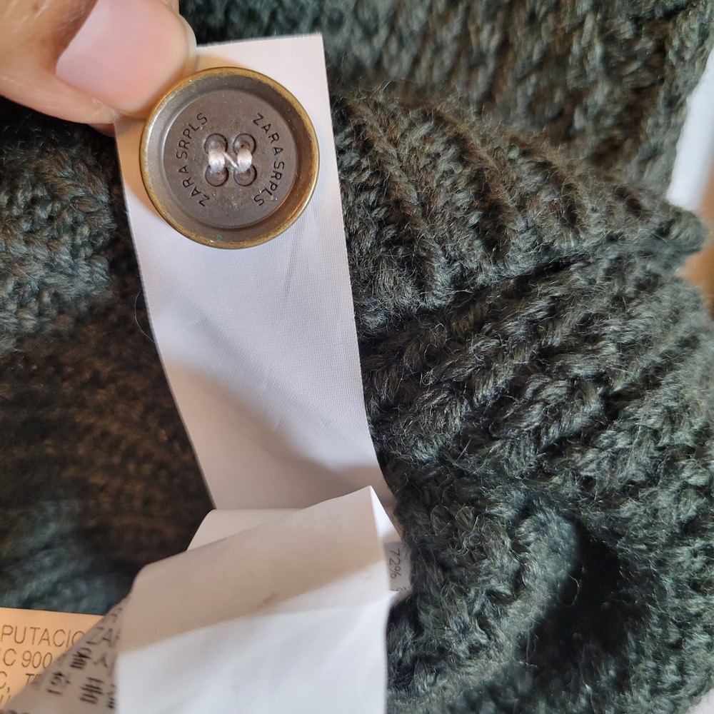 Zara Surplus Womens Chunky Knit Military Amulet Sweater Dress Size Medium Green - Picture 5 of 11